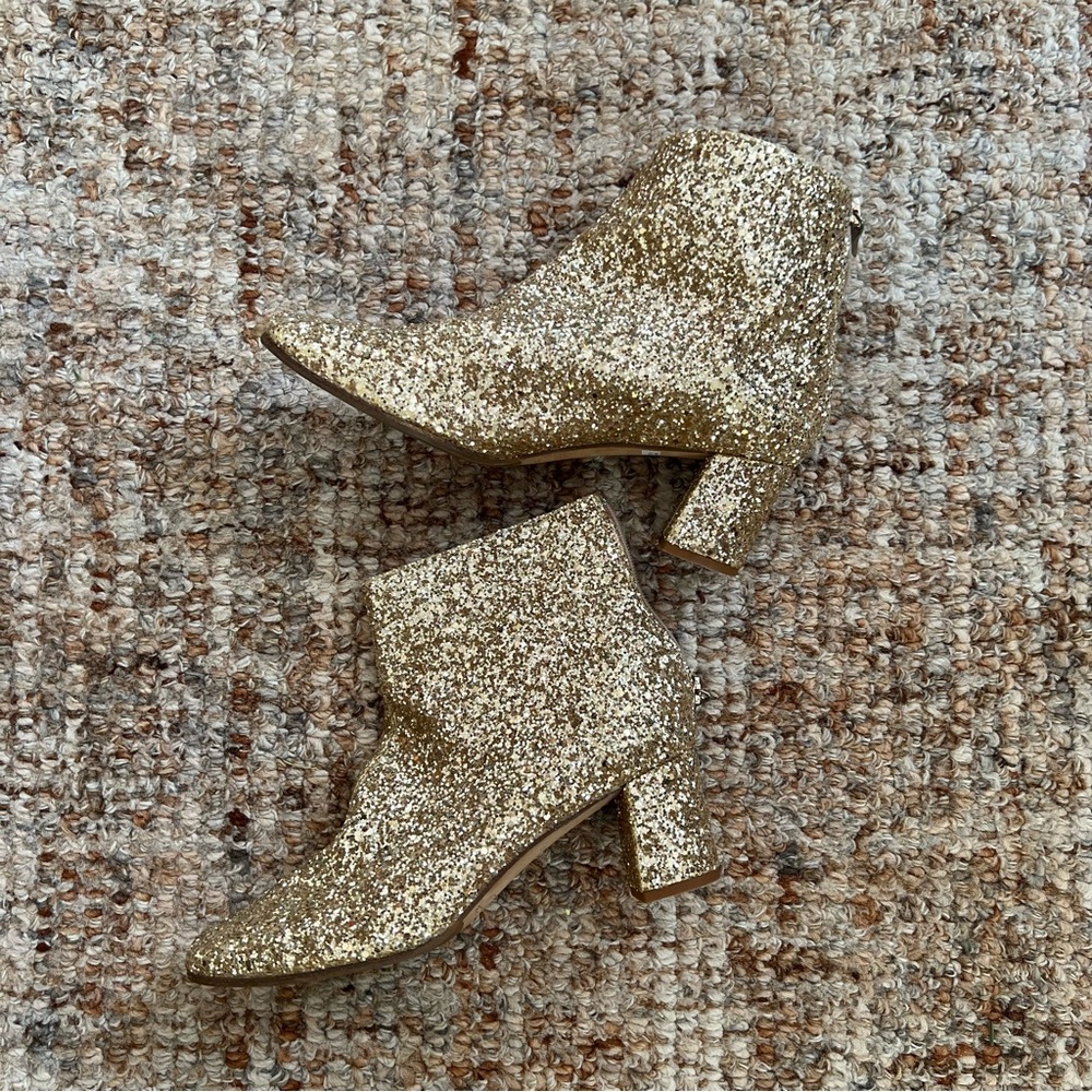 kate spade Junelle gold glitter booties - size 6
